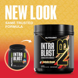 Poudre NutraBio Intra Blast d’acides aminés essentiels pour récupération et énergie.