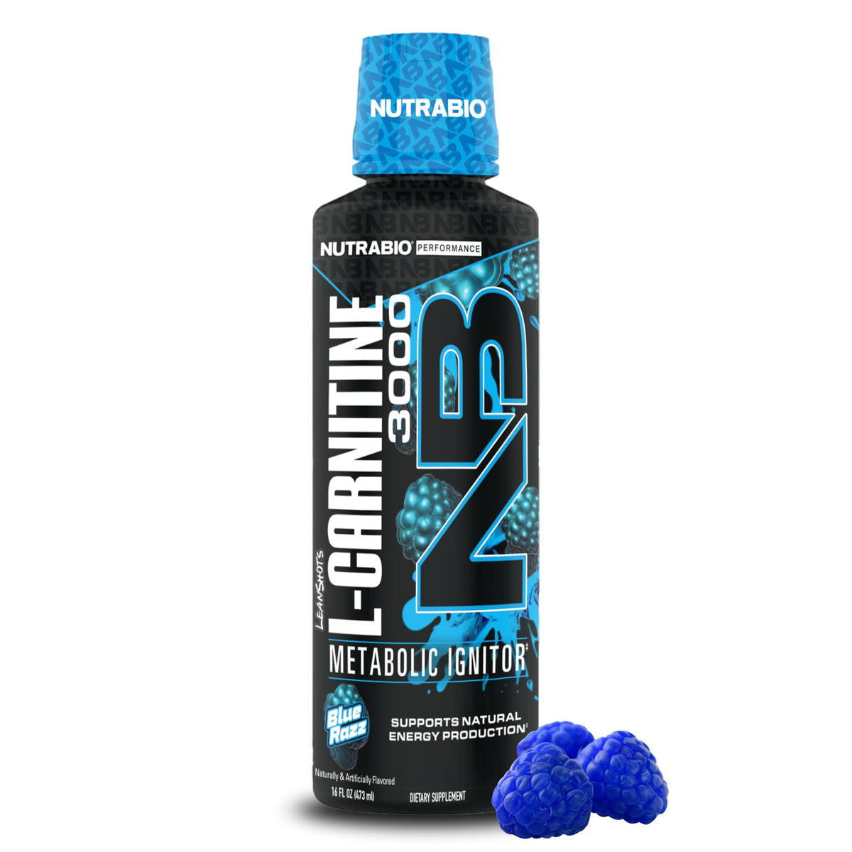NutraBio L-Carnitine Liquid Shot en bouteille prête pour l’entraînement et l’utilisation quotidienne.