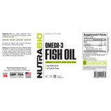 NutraBio Omega-3: EPA 360 mg et DHA 240 mg par dose.
