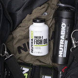 NutraBio Omega-3: étiquette claire indiquant EPA et DHA.