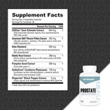 NutraBio Prostate – dose quotidienne affichée sur le flacon.