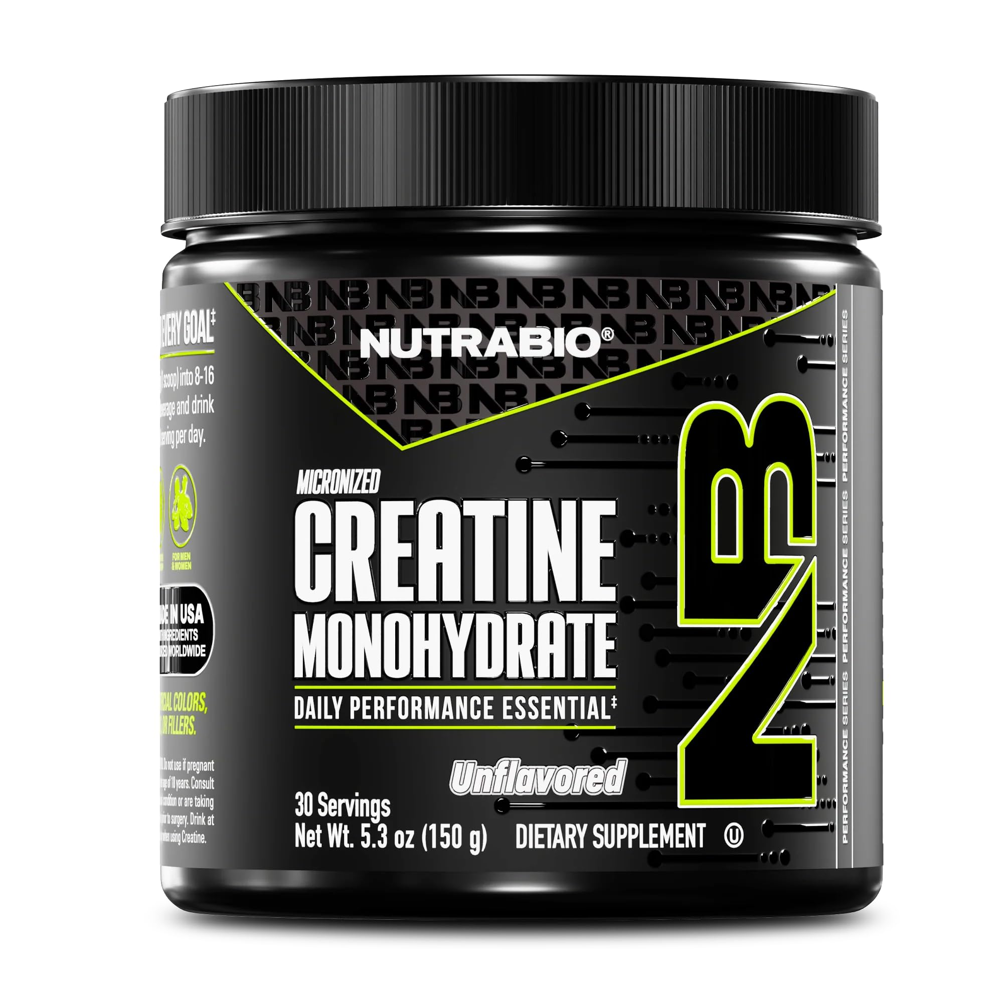 NutraBio Pure Créatine Monohydrate, poudre légère, énergie pendant l'entraînement.