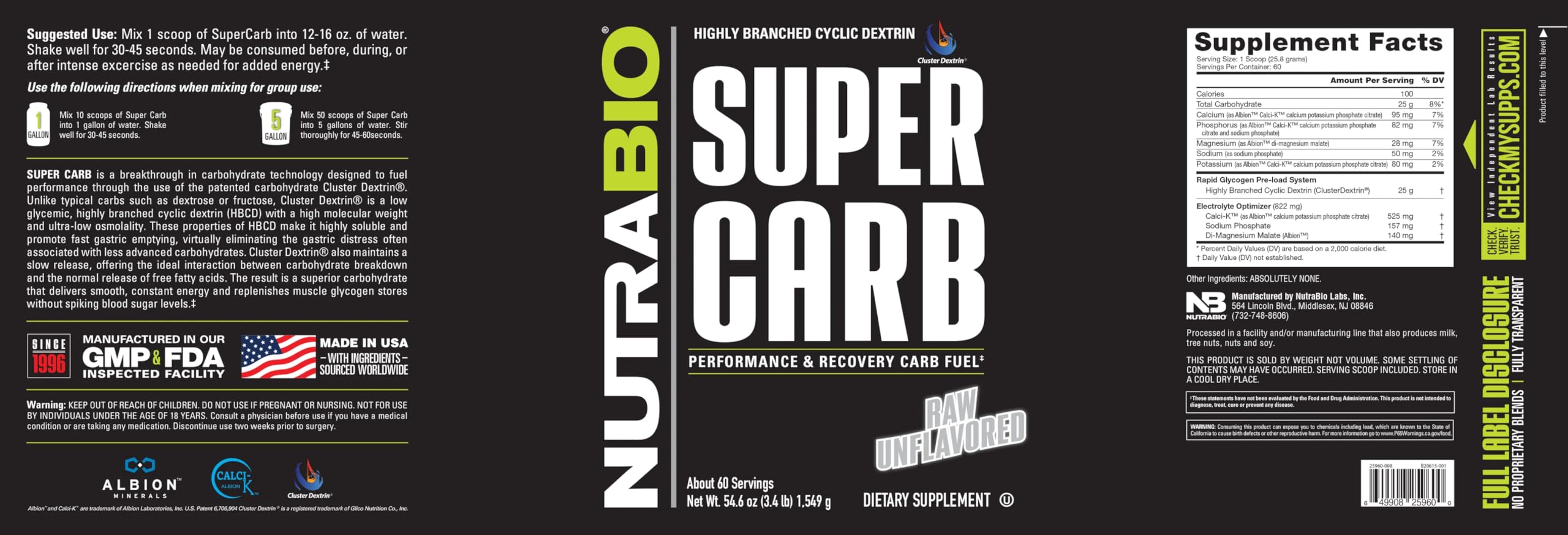NutraBio Super Carb – énergie après l’entraînement avec progression douce.