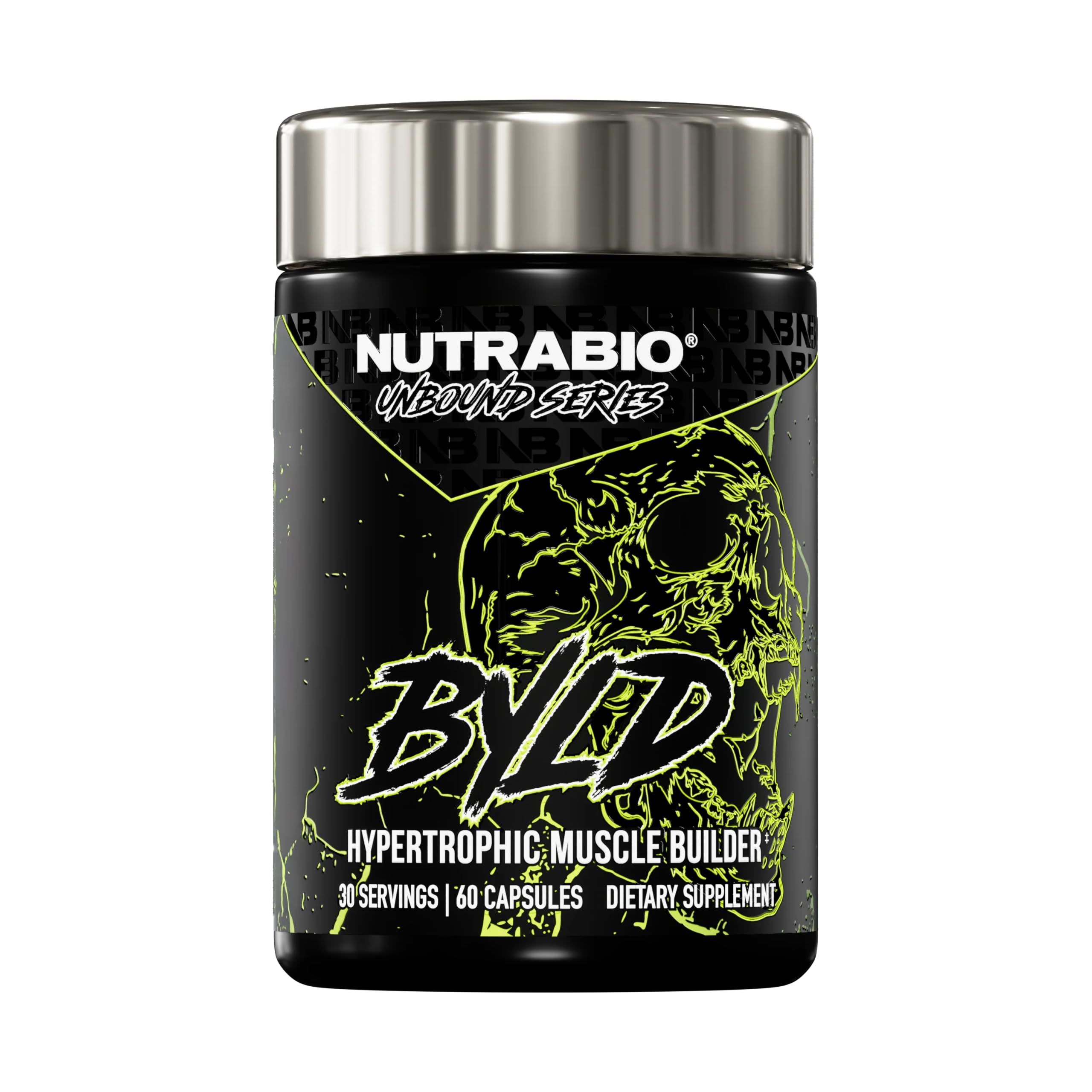 NutraBio Unbound BYLD – bouteille-capsules, format pratique pour l'entraînement régulier.