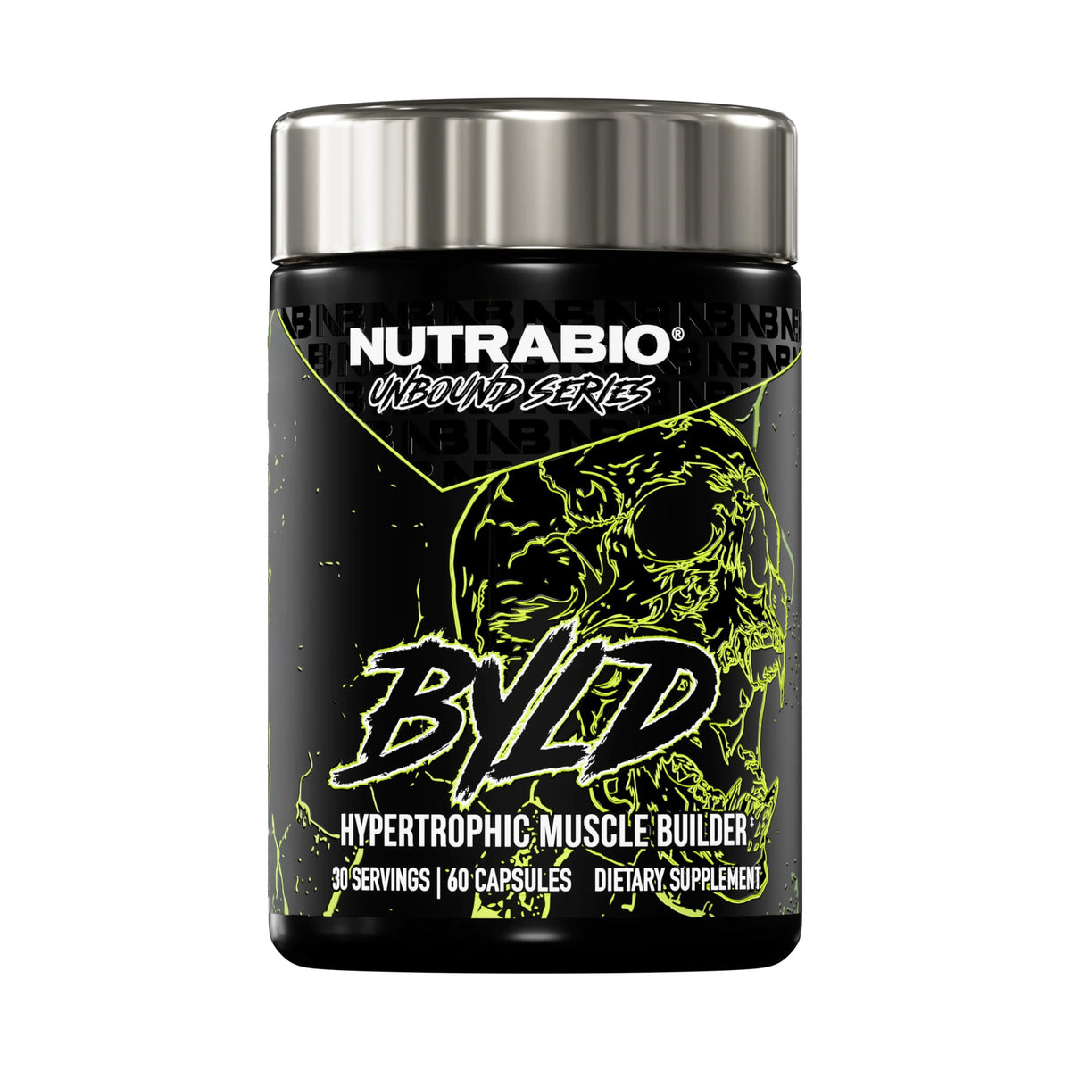 NutraBio Unbound BYLD – bouteille-capsules, format pratique pour l'entraînement régulier.