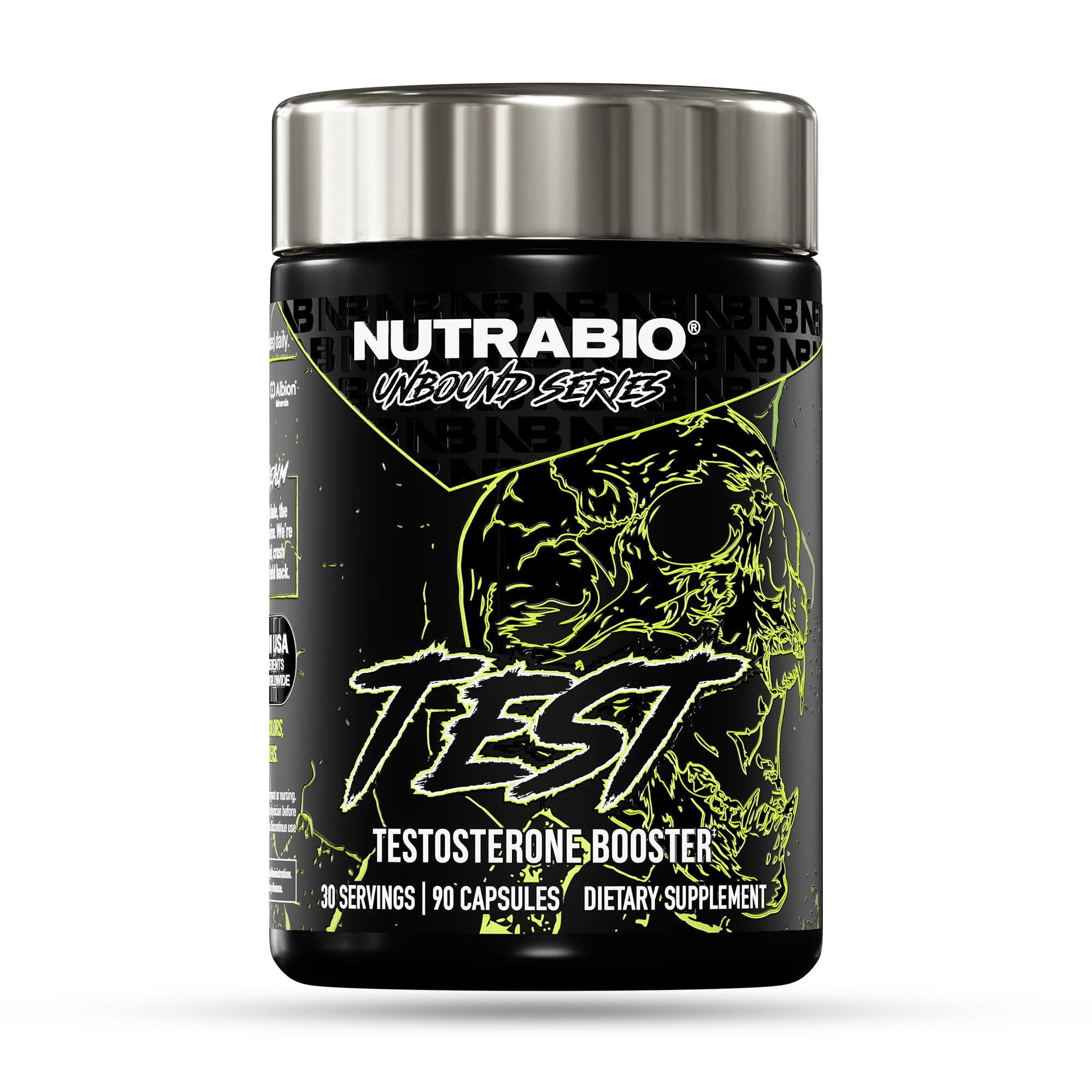 NutraBio Unbound Test – bouteille vue de face, énergie et performance accrues.