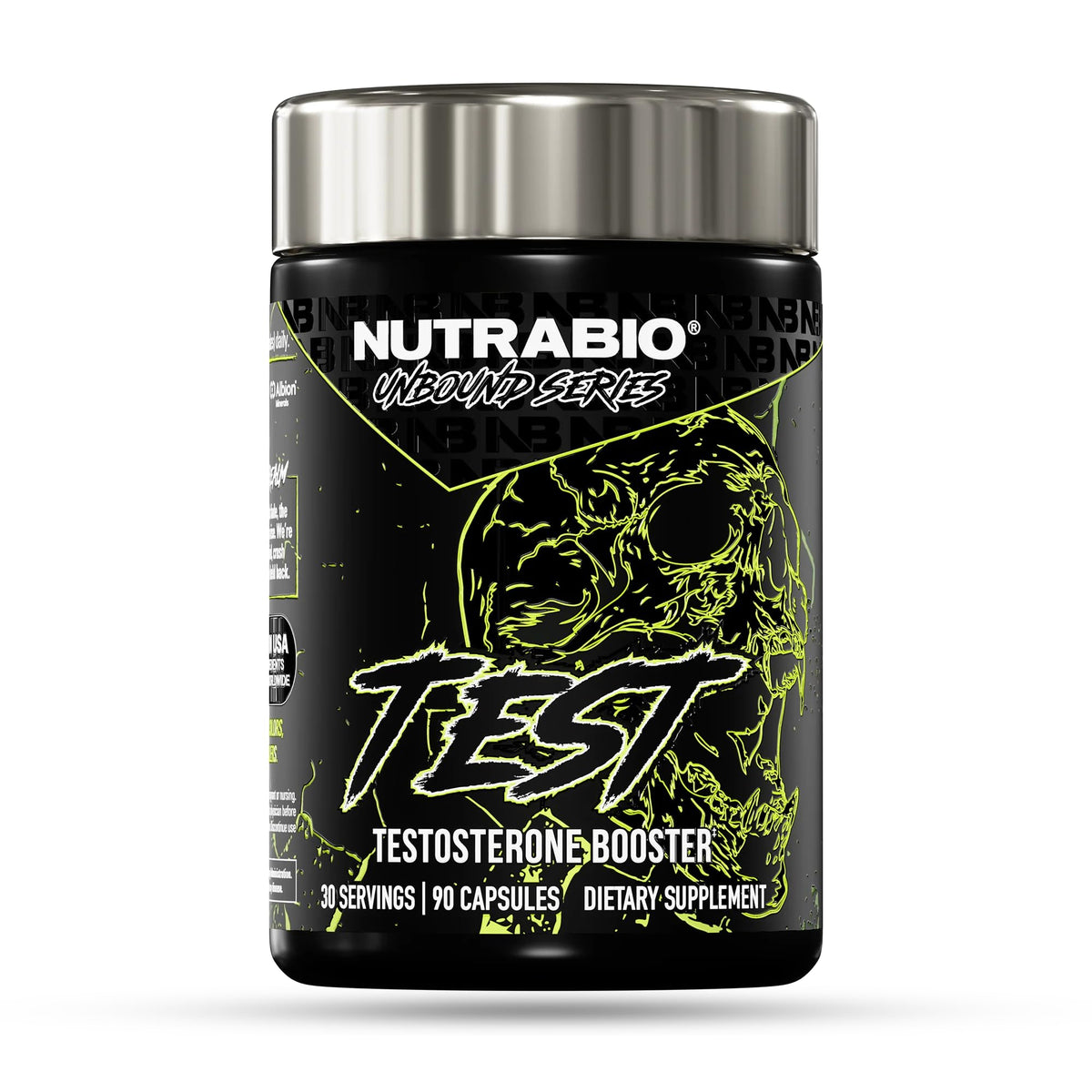 NutraBio Unbound Test – bouteille vue de face, énergie et performance accrues.