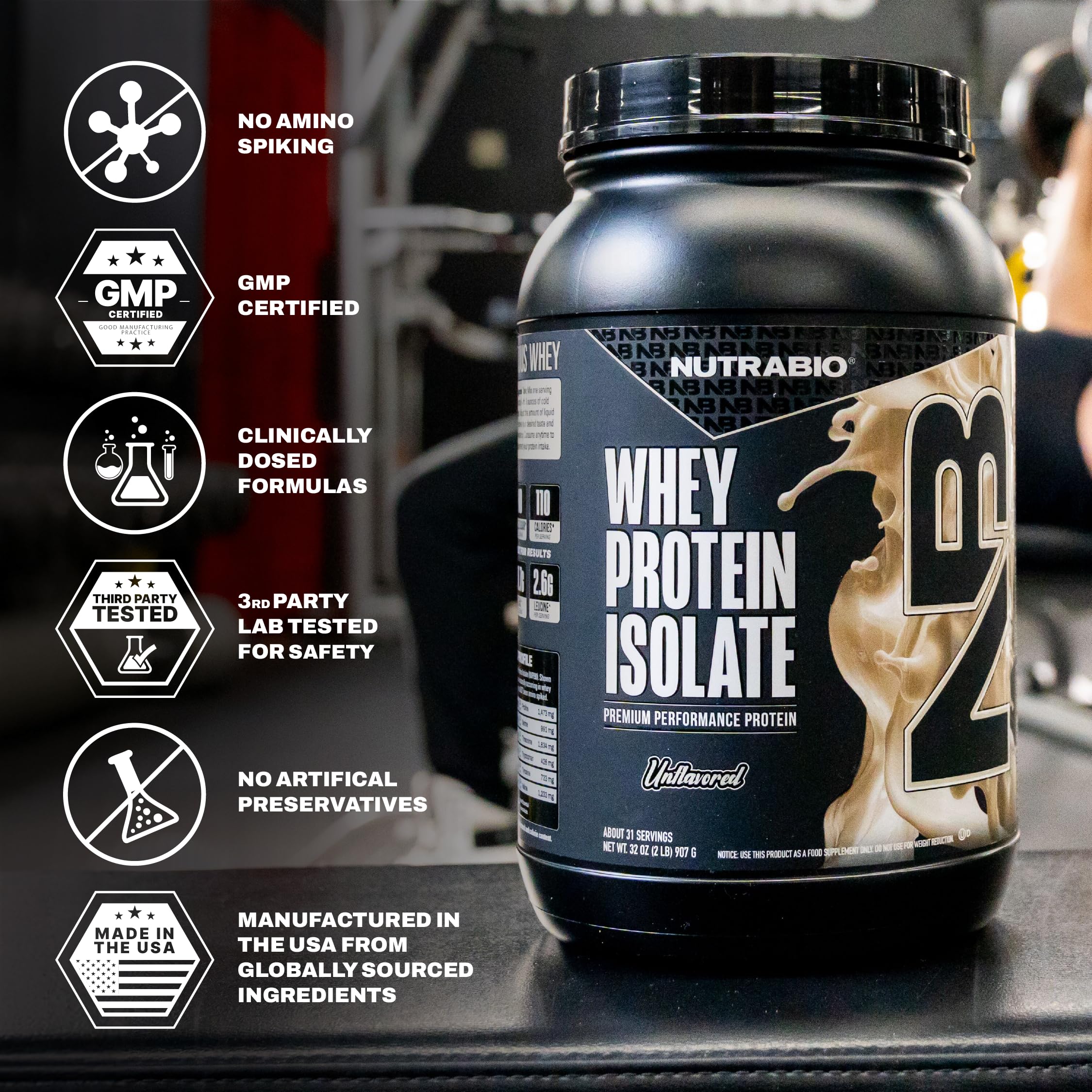 NutraBio Whey Isolate, etiquette-nutritionnelle, informations claires pour choisir ses protéines.