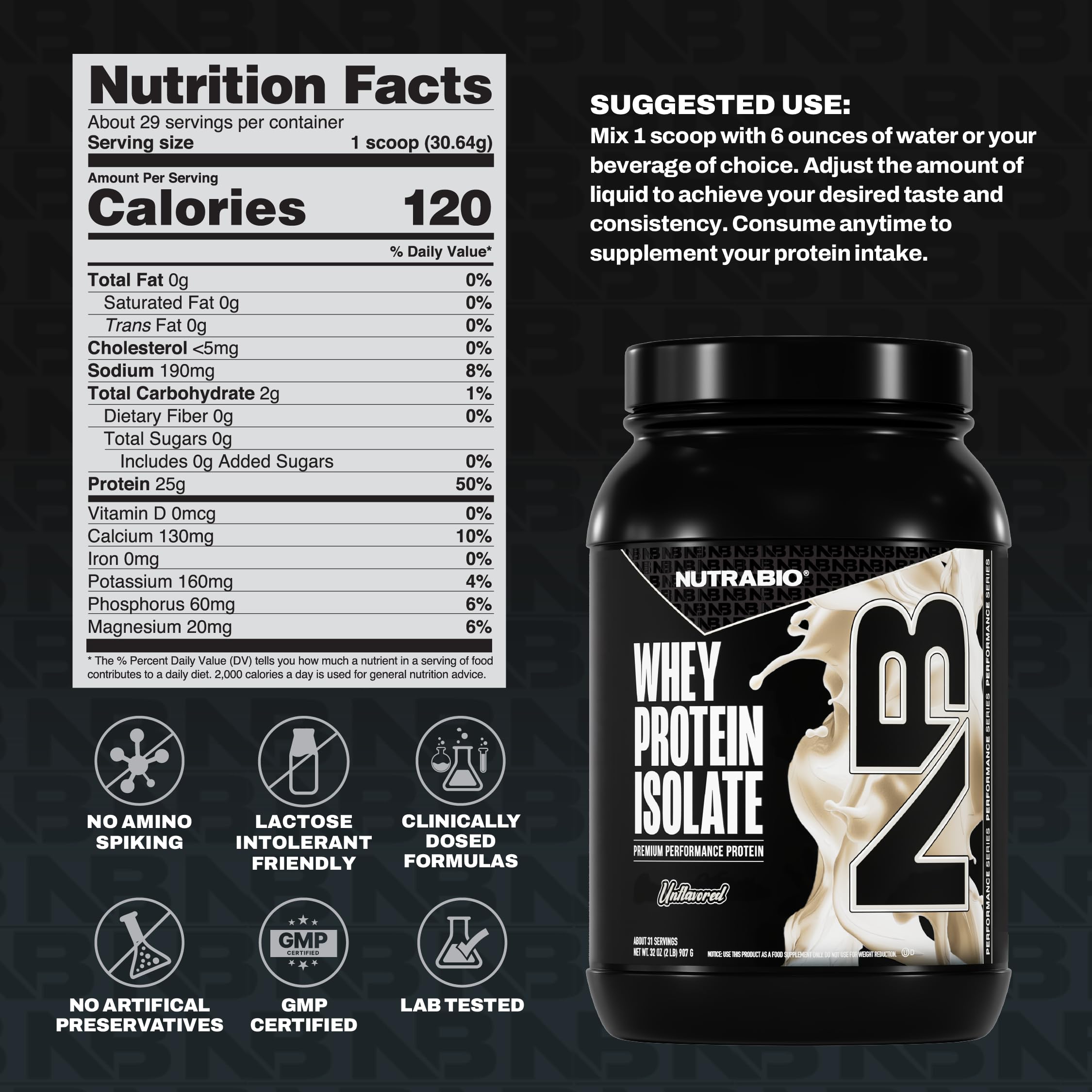 NutraBio Whey Isolate, poudre-naturelle, arôme neutre pour personnaliser vos recettes protéinées.