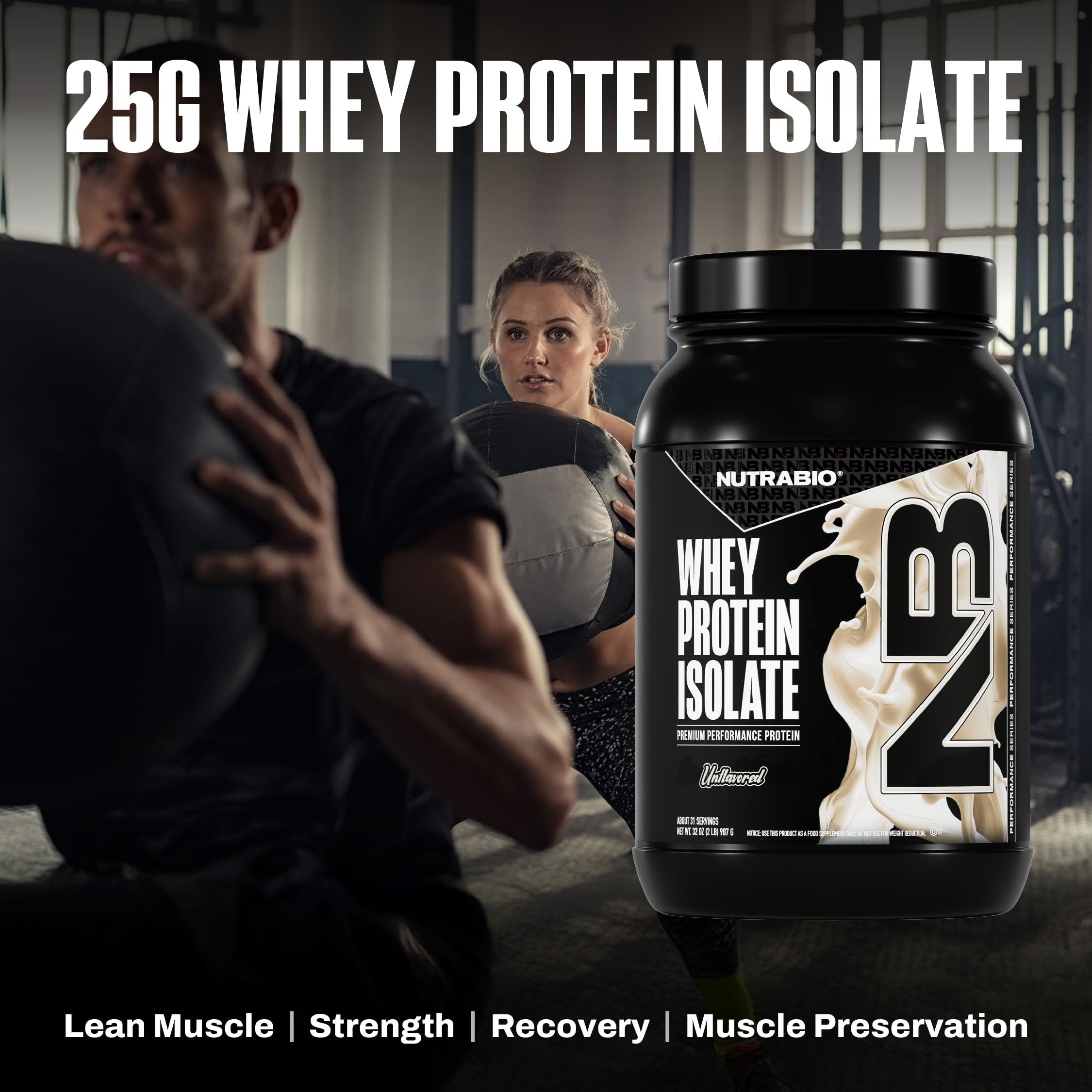 NutraBio Whey Isolate, sachet-emballage, produit pratique et fiable pour votre routine.