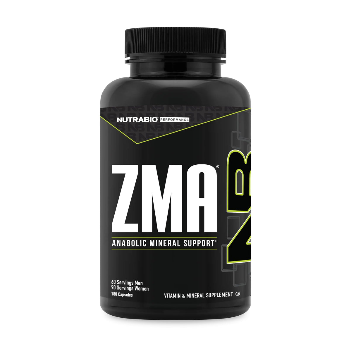 NutraBio ZMA — bouteille en plan rapproché, pratique après l'entraînement pour la récupération.