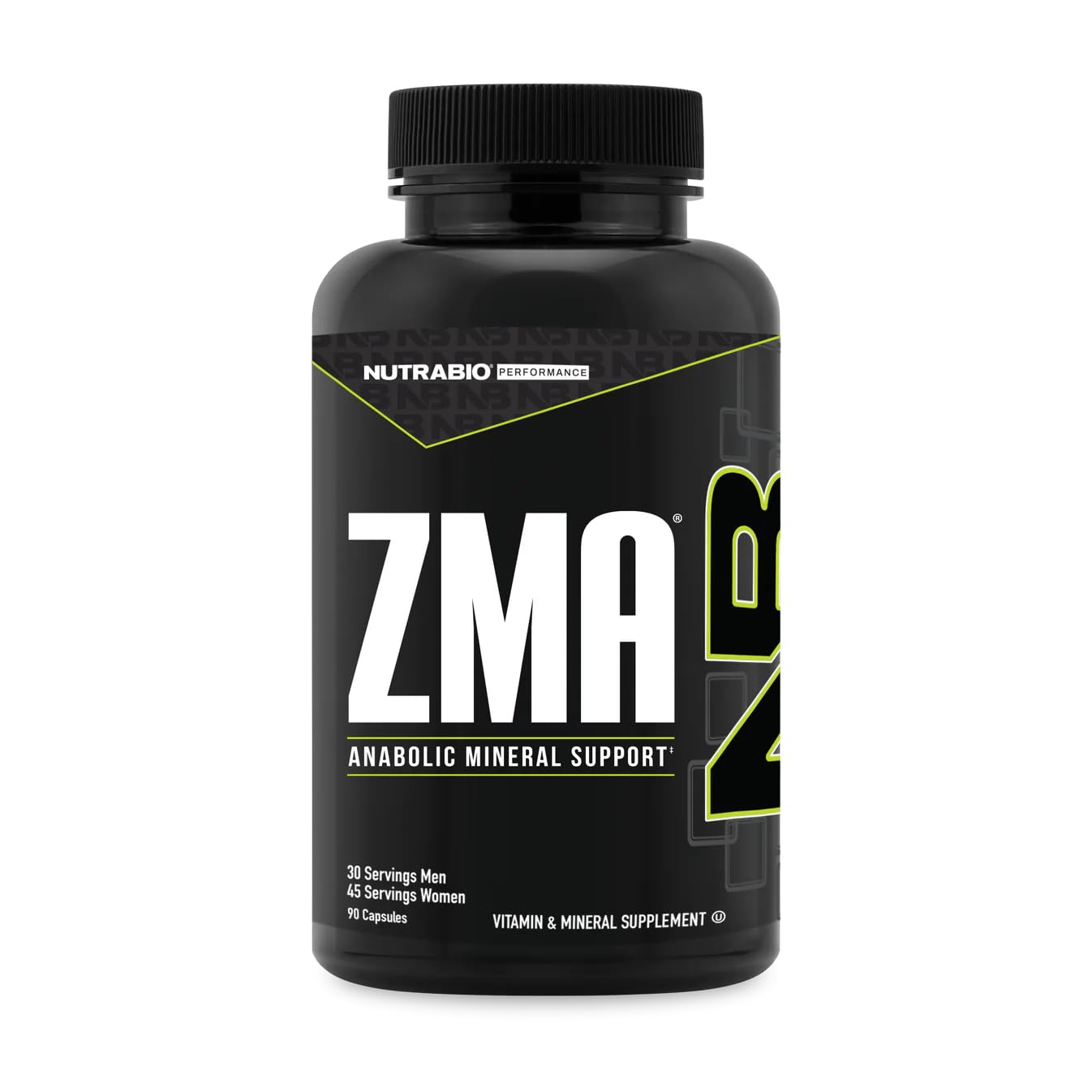 NutraBio ZMA – Bouteille bien étiquetée pour le sommeil et la récupération.