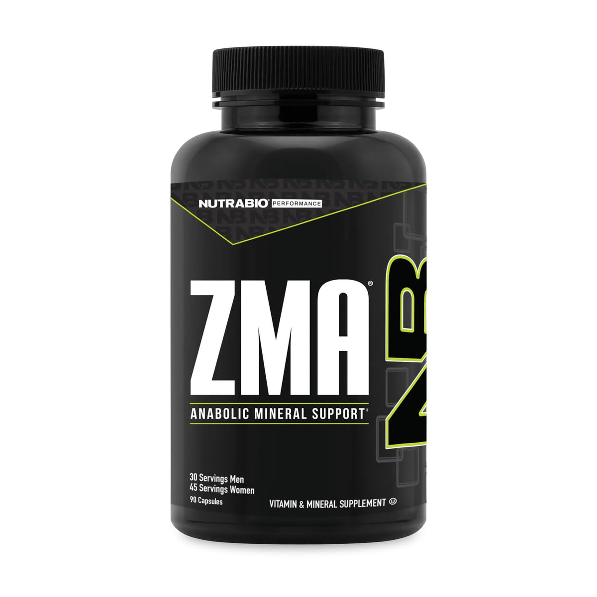 NutraBio ZMA – Bouteille bien étiquetée pour le sommeil et la récupération.