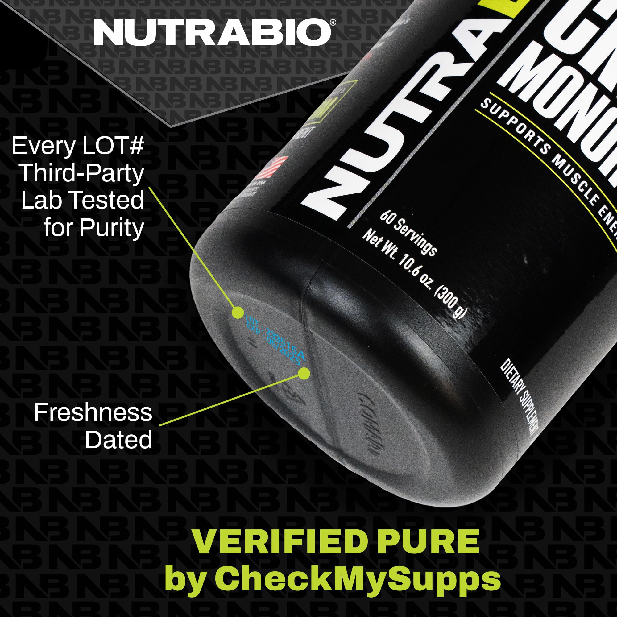 NutraBio ZMA — emballage recyclable, démontrant l'engagement qualité et durabilité.