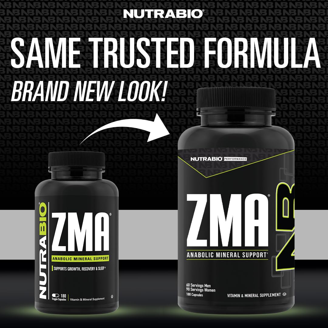 NutraBio ZMA — capsules visibles, soutiennent le sommeil réparateur et la récupération musculaire.
