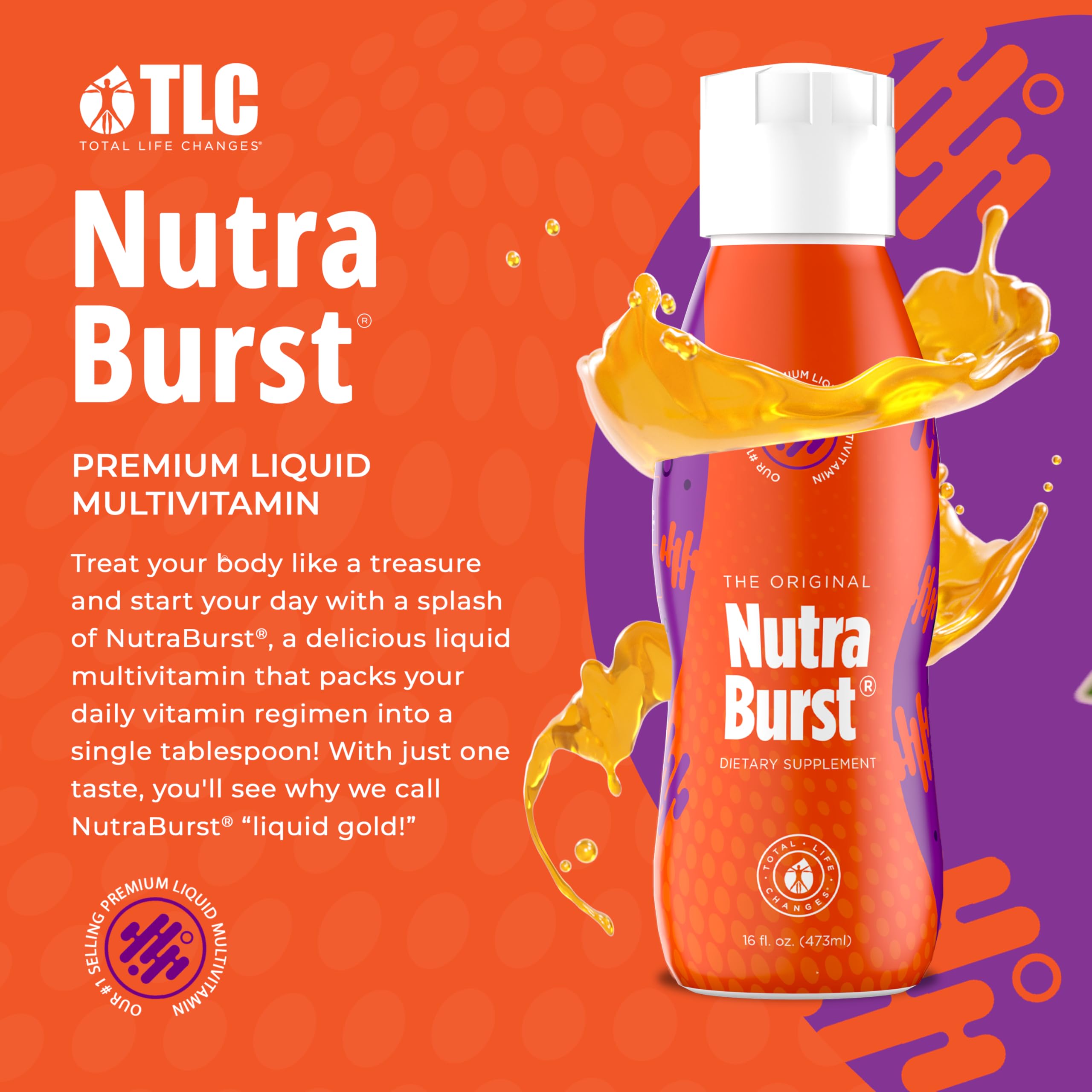 NutraBurst goutte dose facilitant la mesure précise de 15 ml.