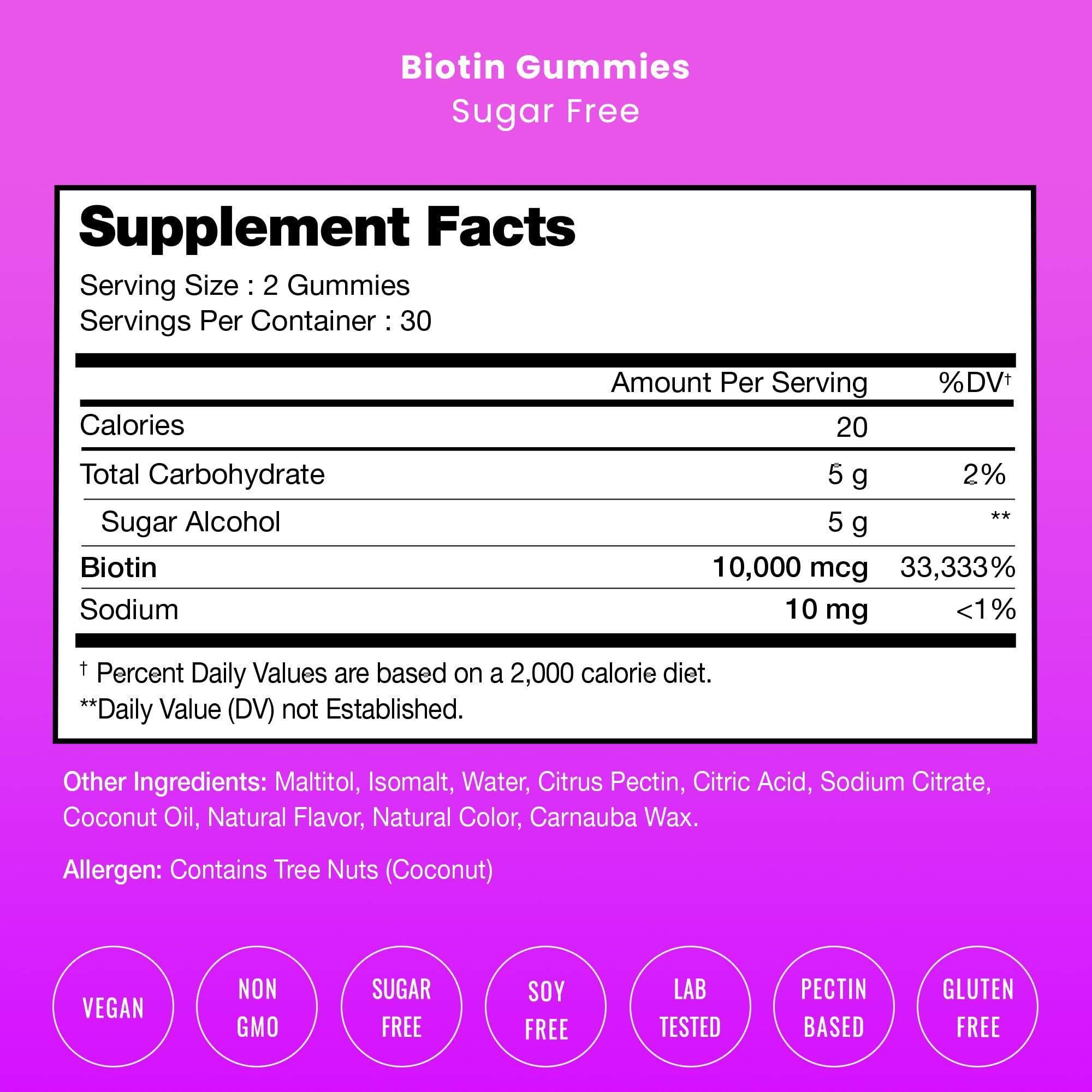 NutraChamps Biotine Gummies framboise flacon goût agréable et ongles forts