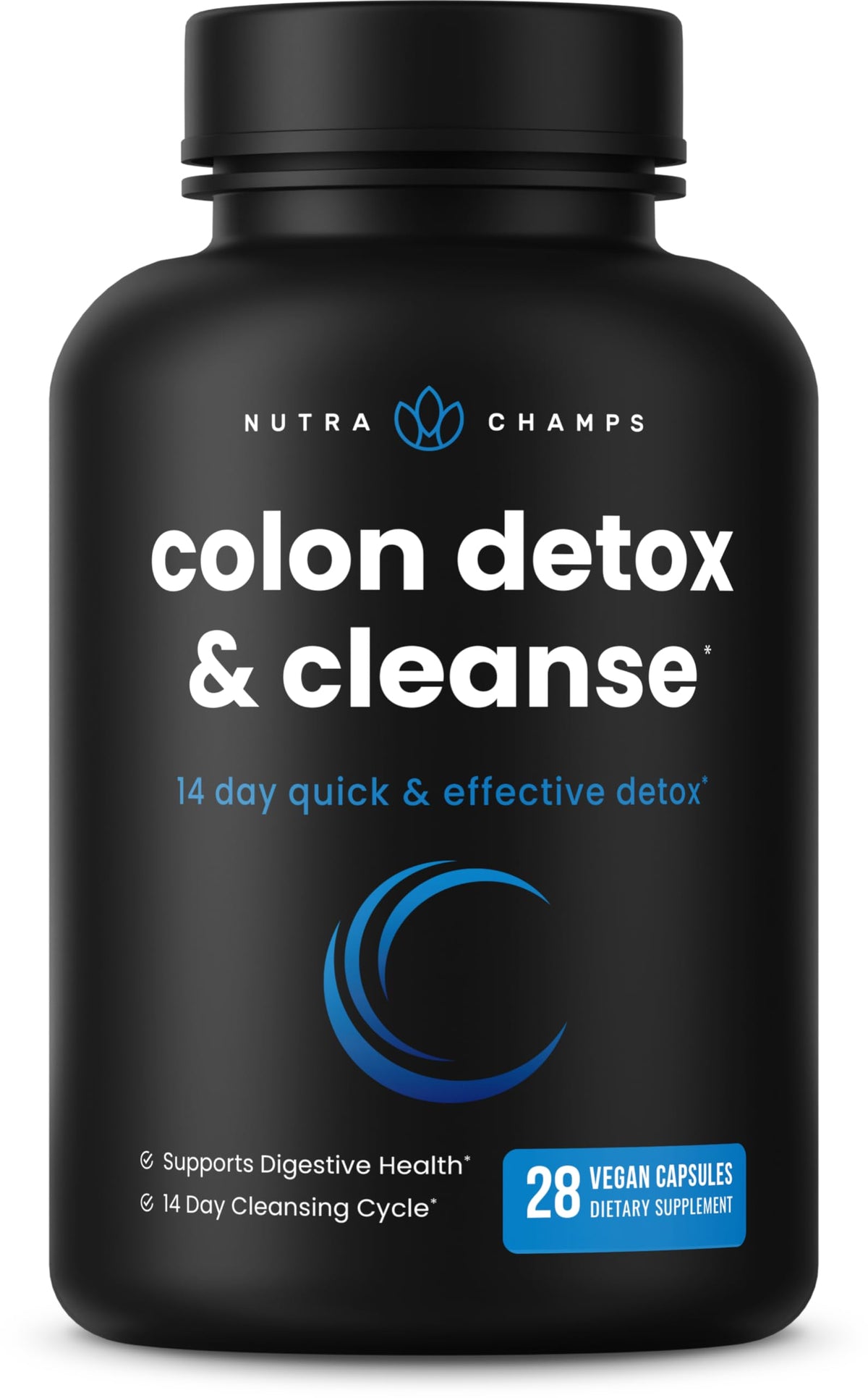 NutraChamps Colon Cleanse - bouteille visible, soutien digestif en douceur.