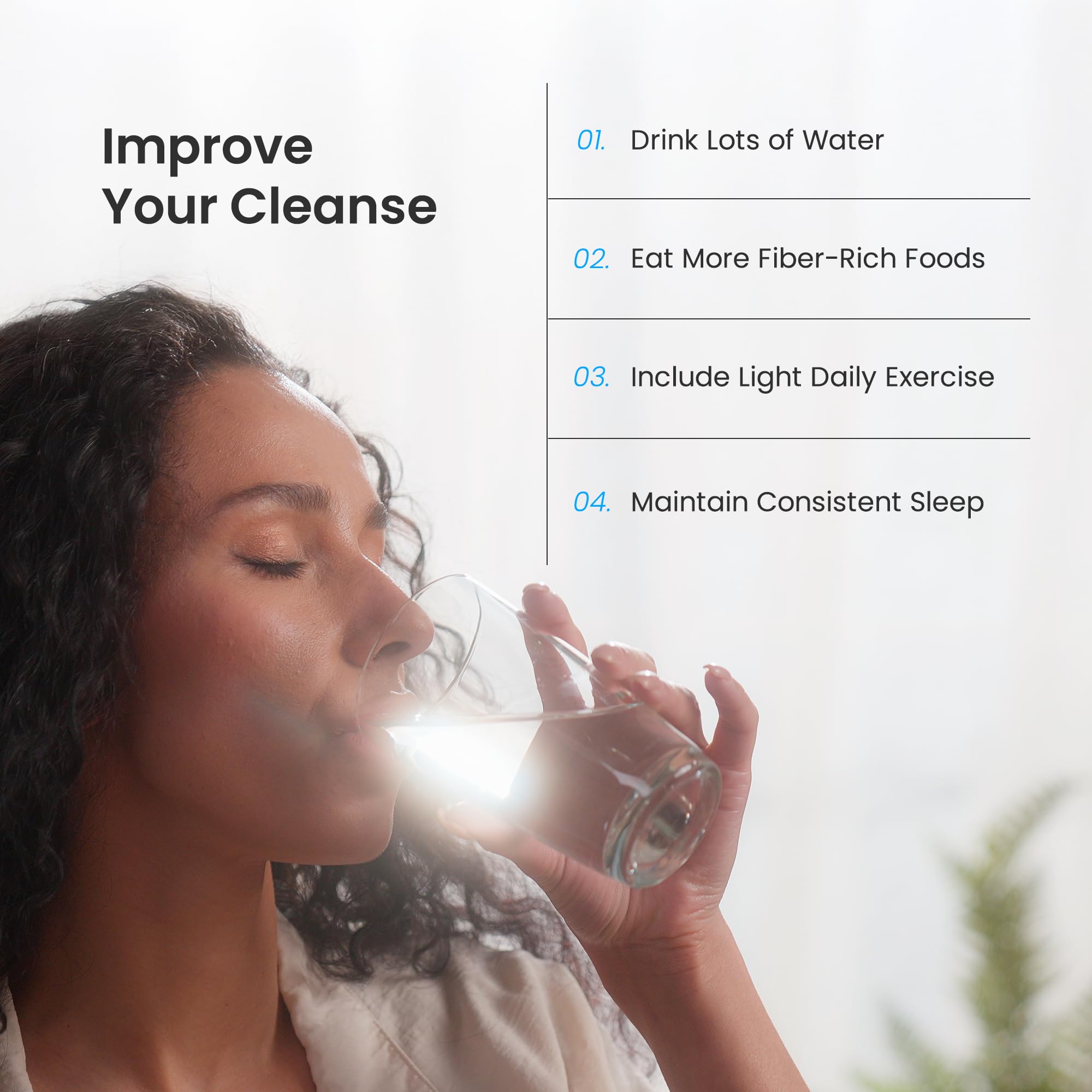 NutraChamps Colon Cleanse - mode d'utilisation illustré pour routine journalière.
