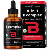 NutraChamps Complexe B gouttes sublinguales B12 méthylée pour énergie rapide.