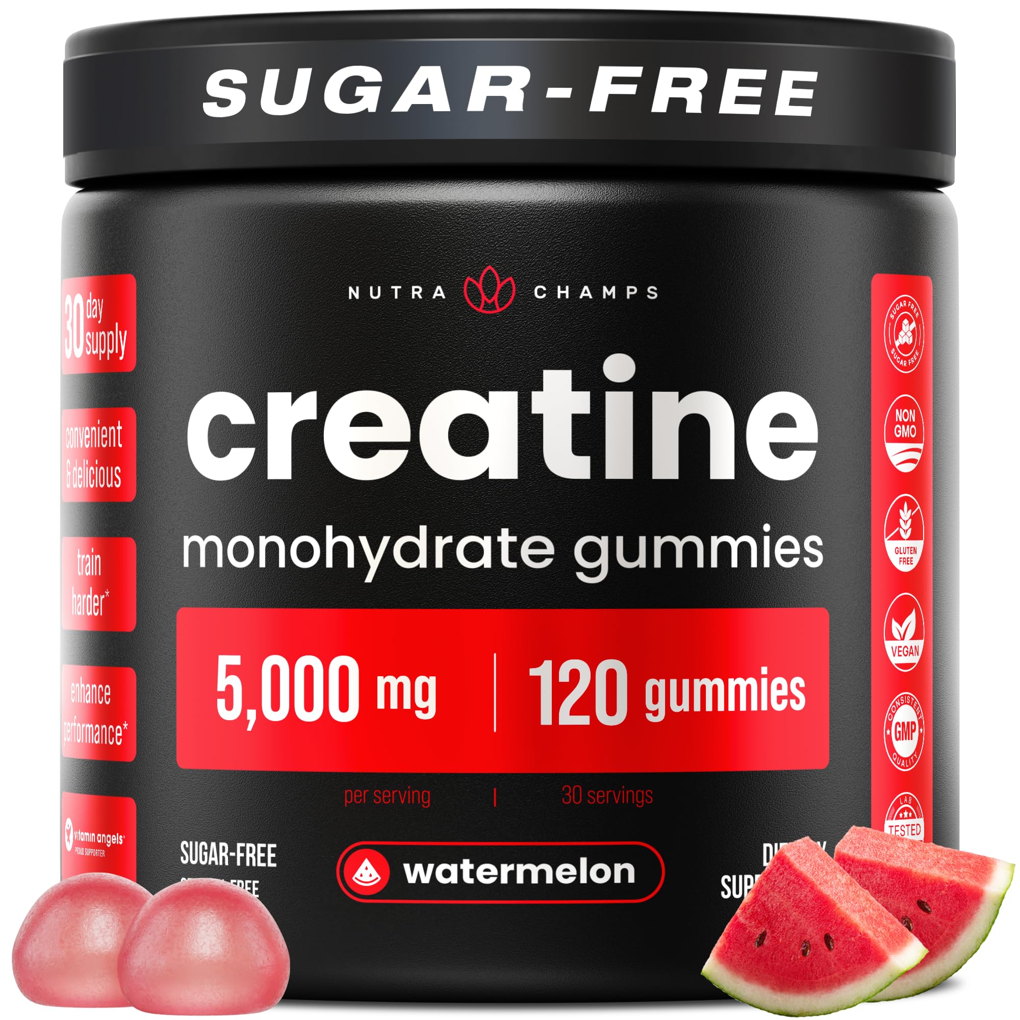 NutraChamps Créatine Gummies – Bouteille prête pour l’entraînement et énergie durable