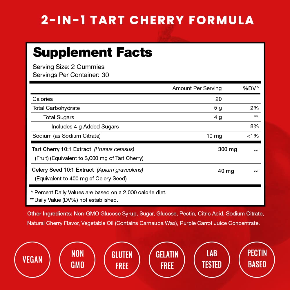 Gommes NutraChamps cerise-aigre sur emballage, goût naturel et commodité quotidienne.
