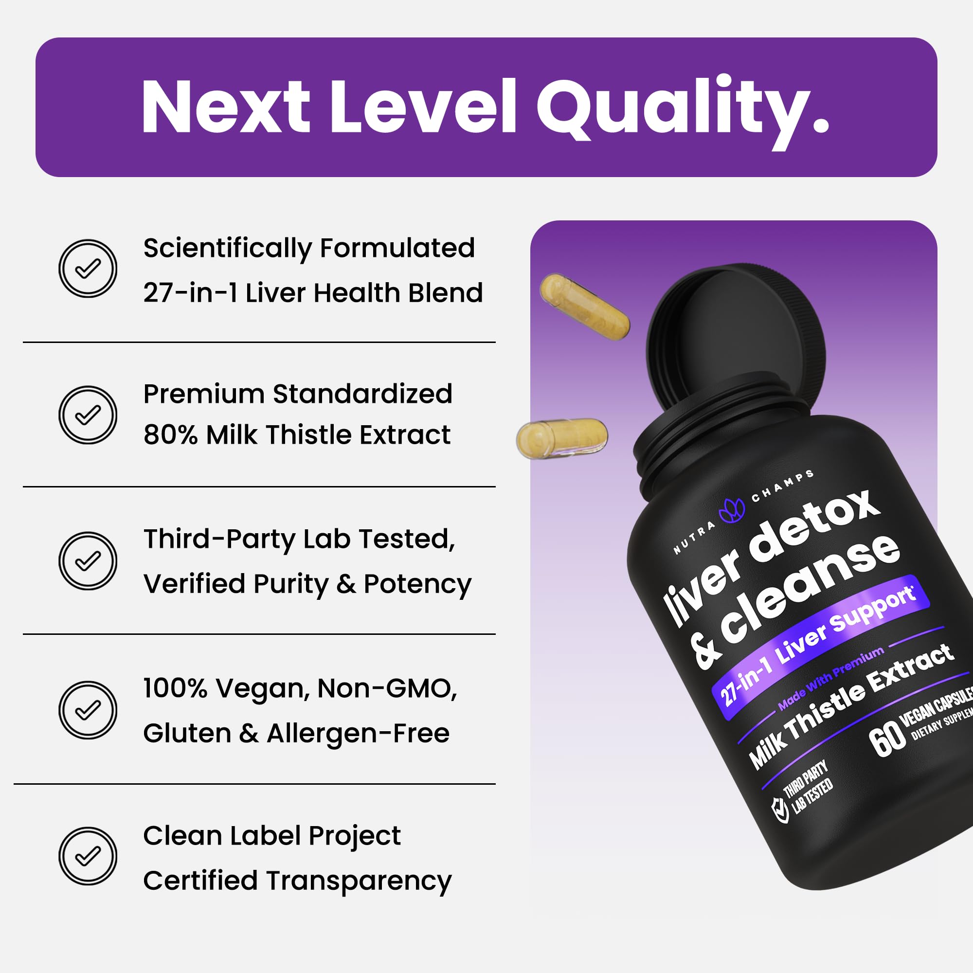 NutraChamps chicorée, formulation riche pour le soutien hépatique quotidien.