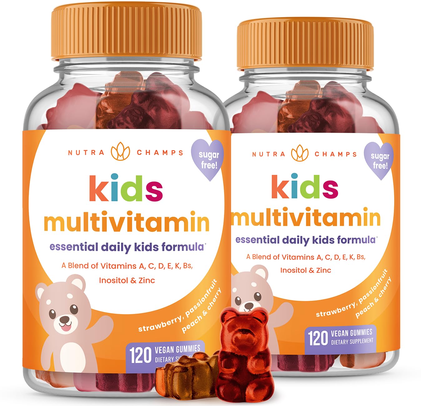 NutraChamps vitamines pour enfants en bouteille, pack de 2, soutien croissance saine.