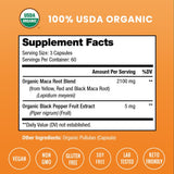NutraChamps Maca Bio: capsules colorées noires, rouges et jaunes pour équilibre
