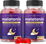 NutraChamps mélatonine gommes flacon montrant le dosage et le sommeil naturel.