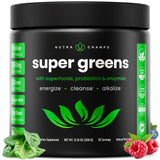 NutraChamps Super Greens - bouteille doseur, énergie naturelle rapide pour le matin.