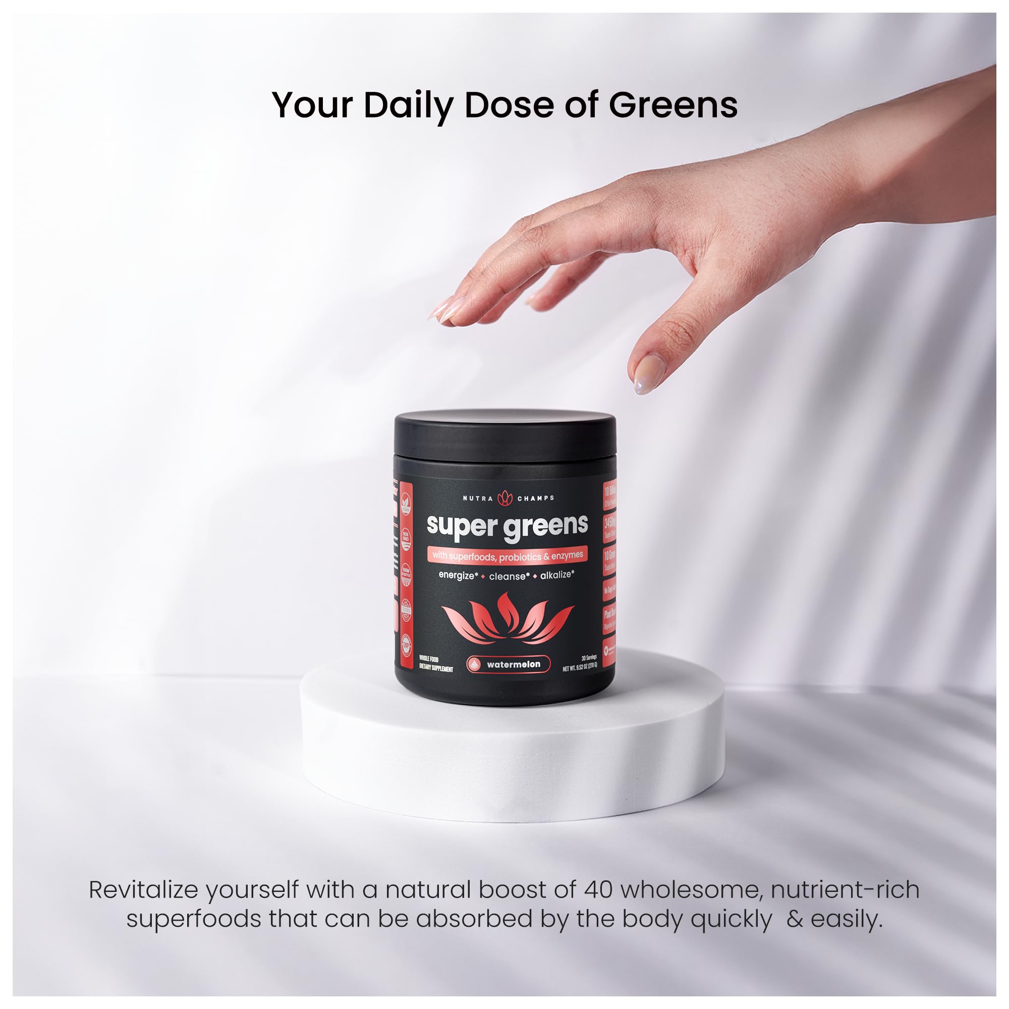 NutraChamps Super Greens – outil de mesure précis pour des portions cohérentes