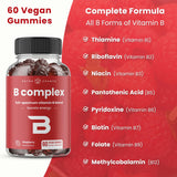 NutraChamps Gommes Complexe Vitamine B – étiquette claire montrant la liste complète des B-vitamines.