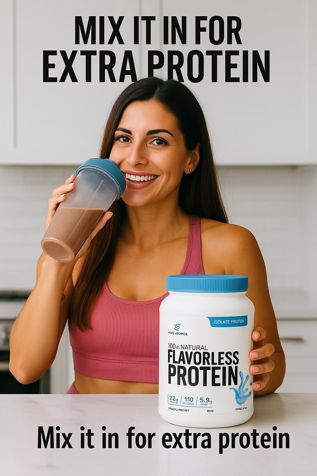 NutraForce protéine sans arôme dans yaourt, petit-déjeuner protéiné et facile.