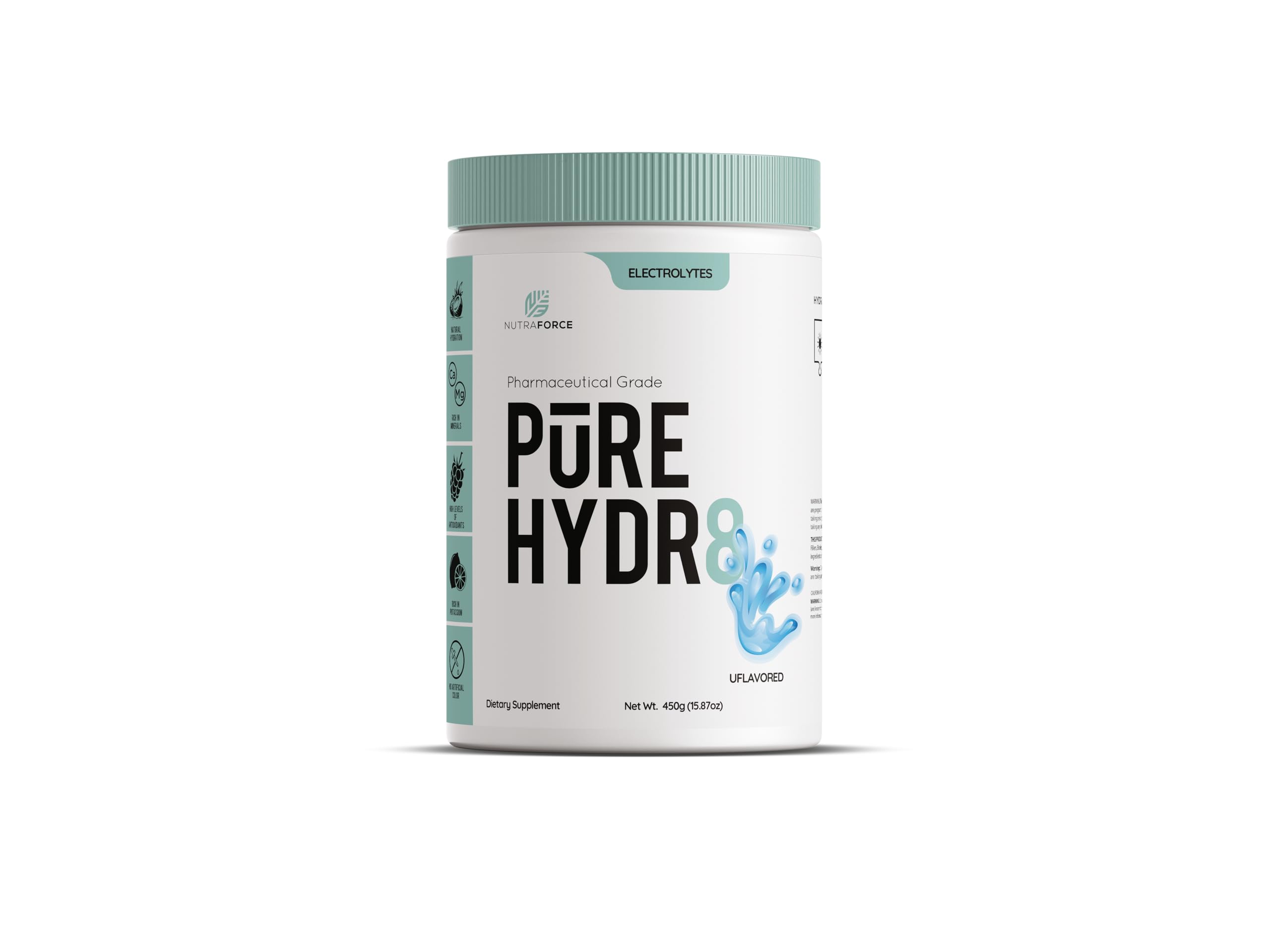 NutraForce Pure Hydr8 cuillere-doseur prête à mesurer la poudre.
