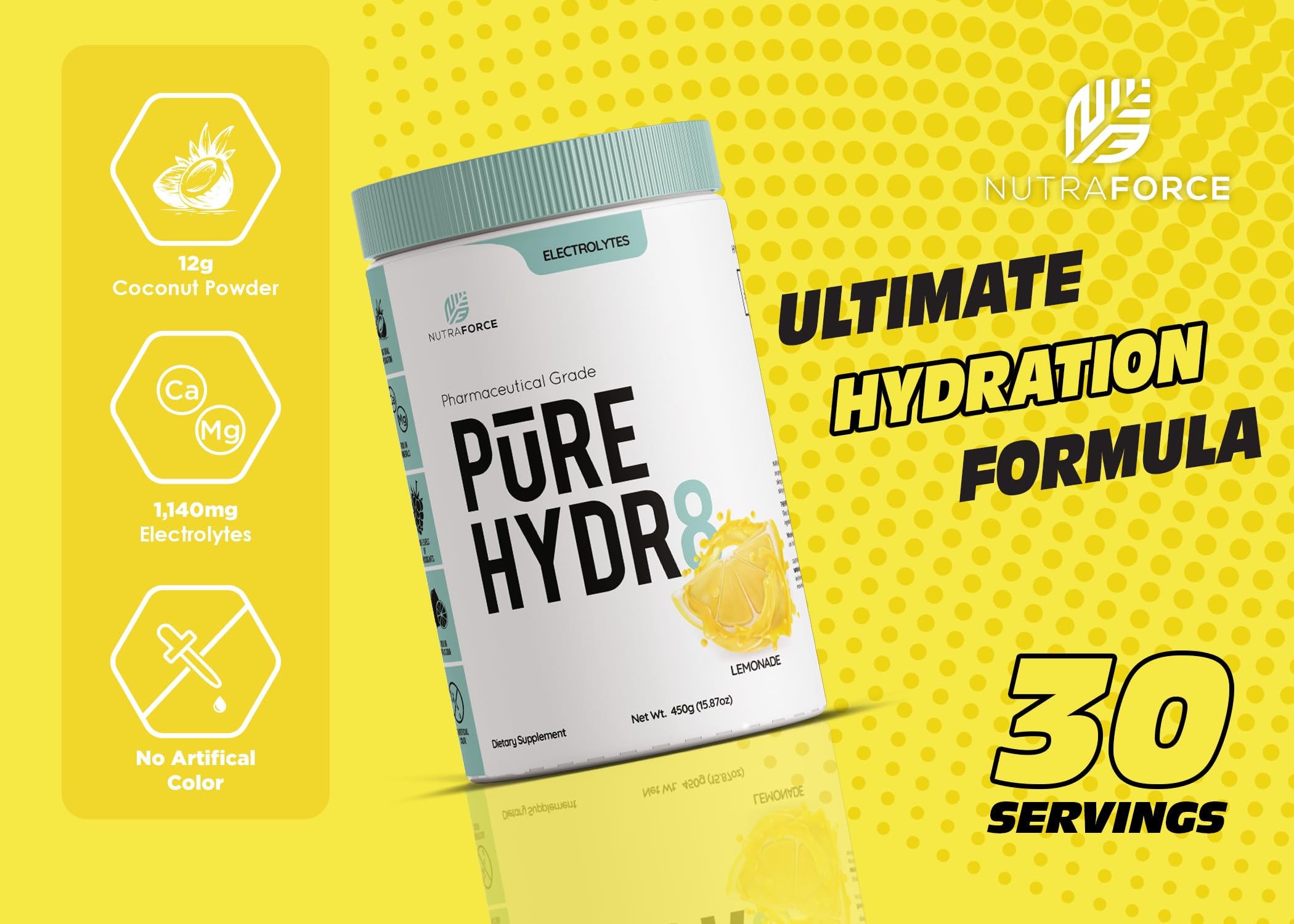 NutraForce Pure Hydr8 emballage sachet pratique à emporter en voyage.
