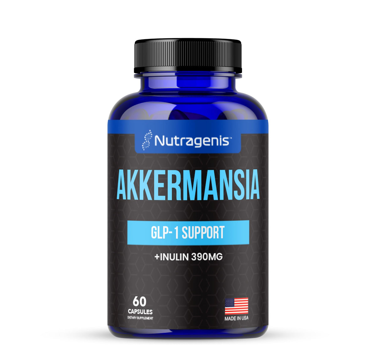 Nutragenis Akkermansia Muciniphila – bouteille de gélules, soutien digestif potentiel et routine simple.