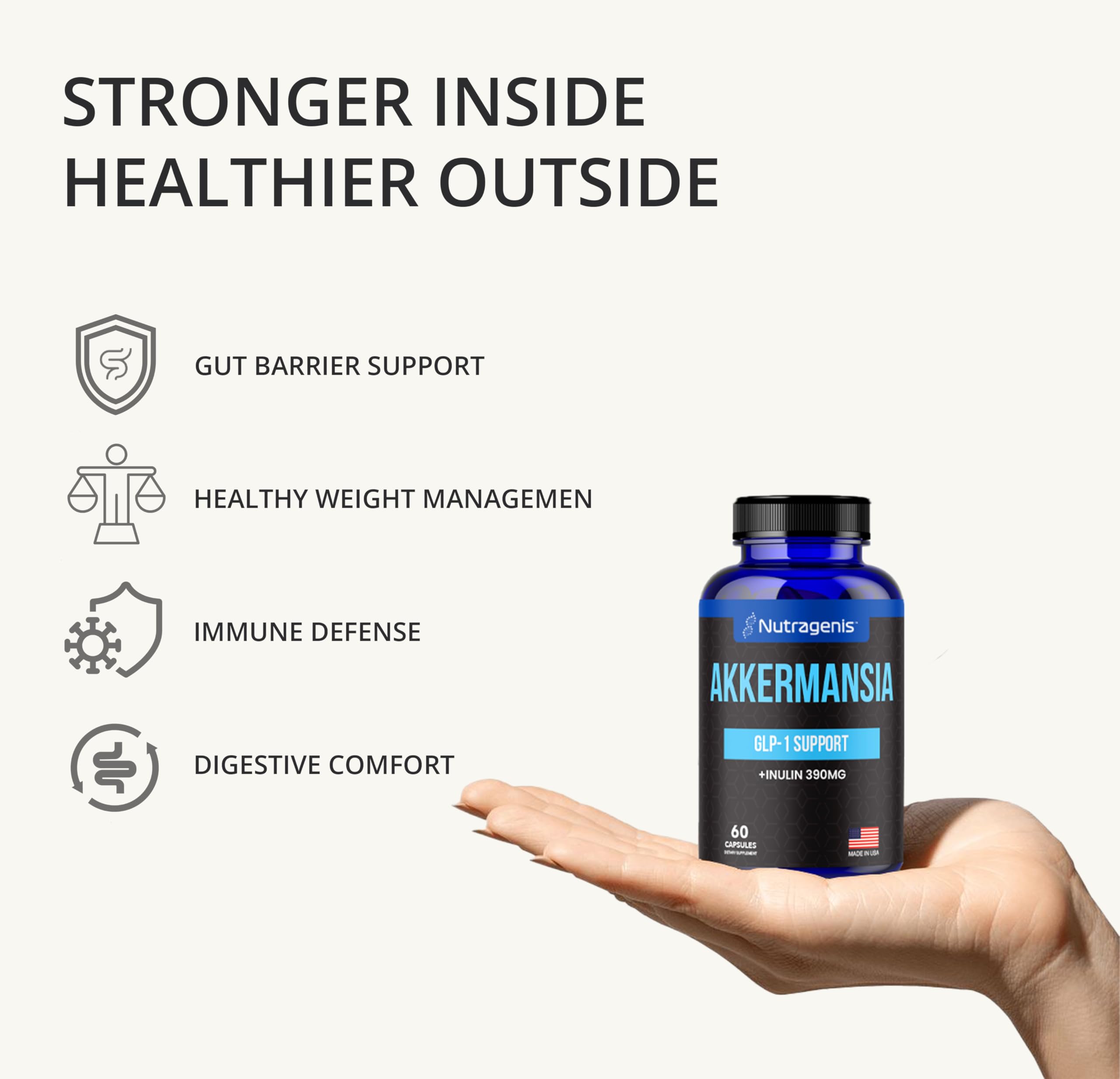 Nutragenis Akkermansia Muciniphila – gélules quotidiennes pour équilibre intestinal et métabolisme sain.