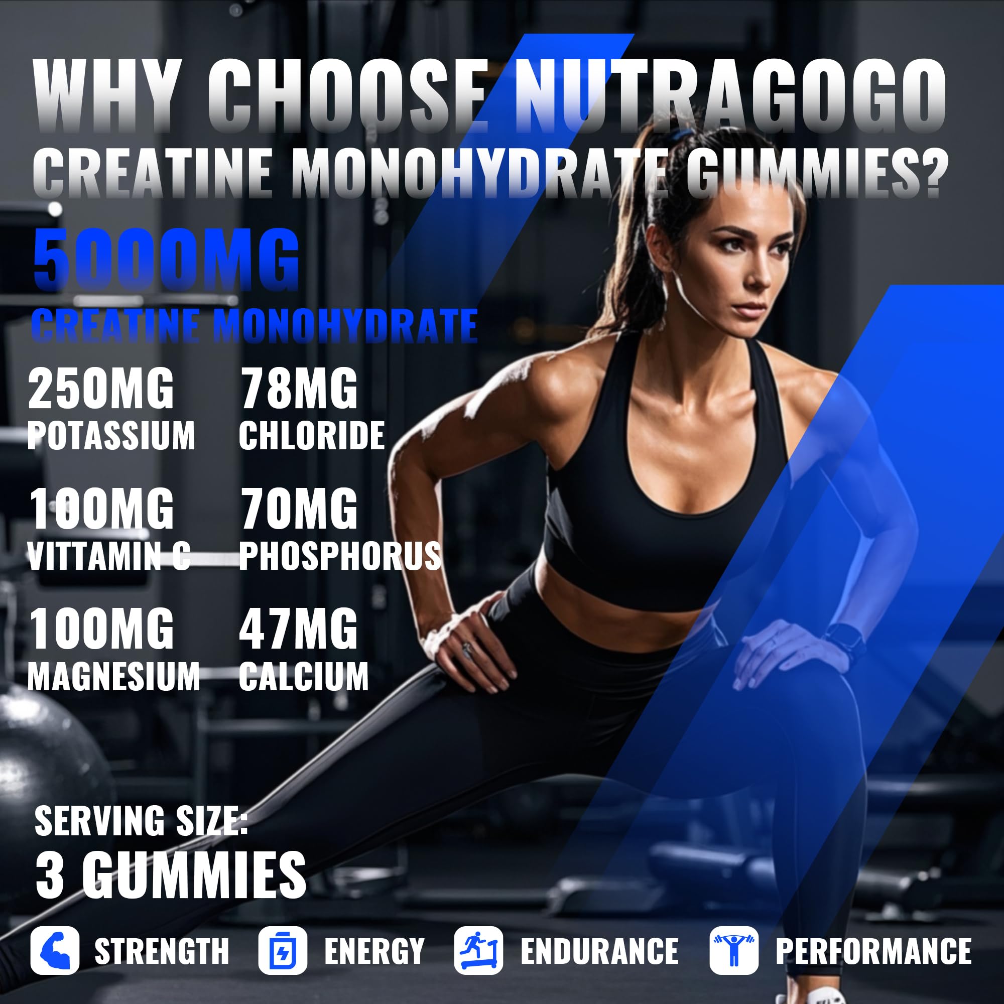 Gommes NUTRAGOGO Creatine Gummies, texture douce et facile à mâcher