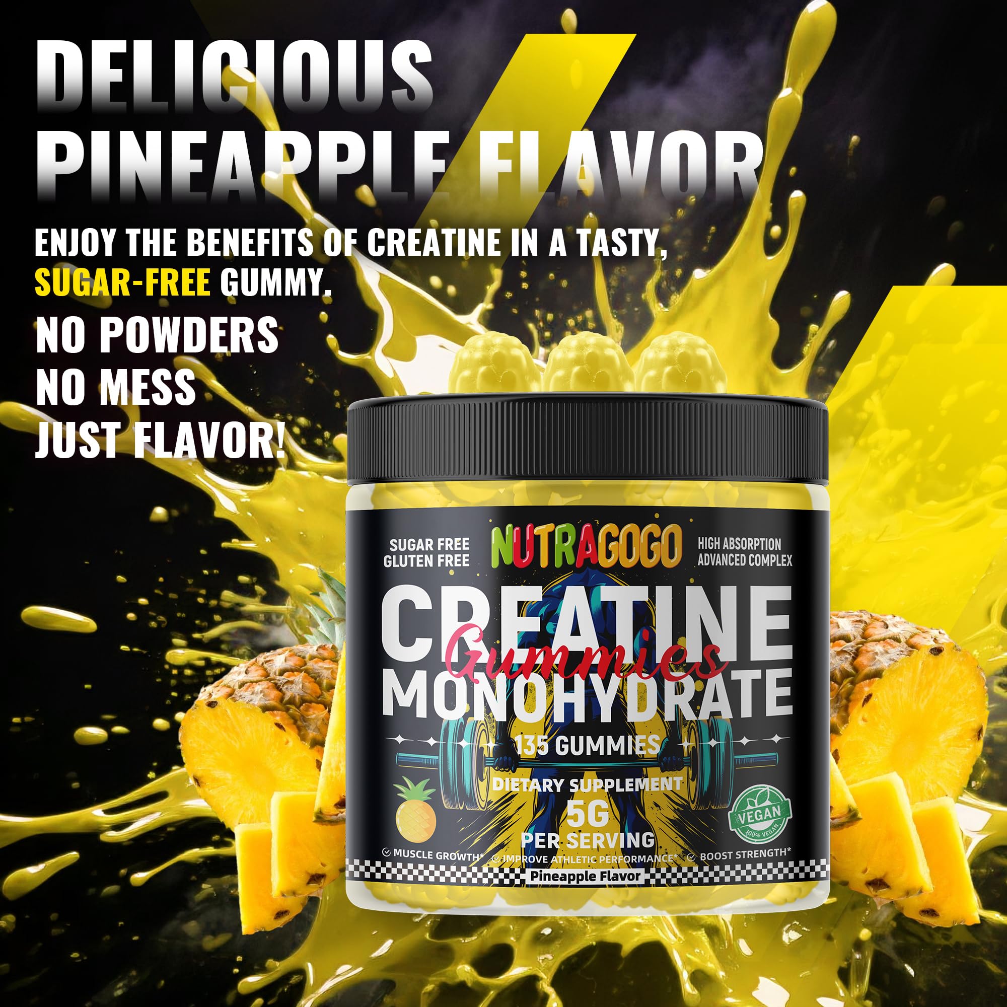 NUTRAGOGO Créatine Gomme – texture gomme douce et agréable.