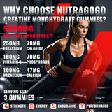 NUTRAGOGO Gommes de créatine, trois gommes visibles, dosage simple par portion