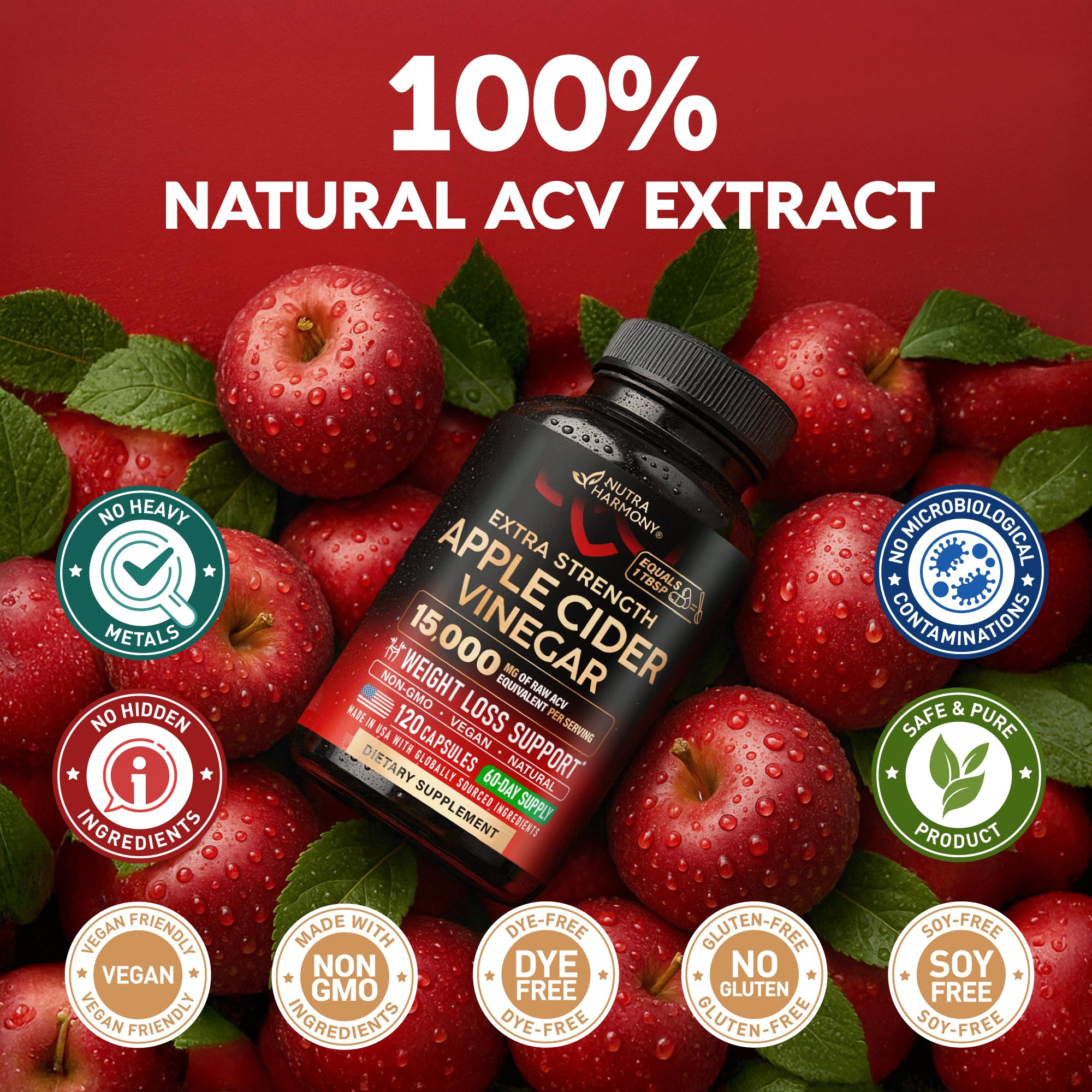 NUTRAHARMONY ACV capsules emballage-recto-verso: informations claires sur le produit.
