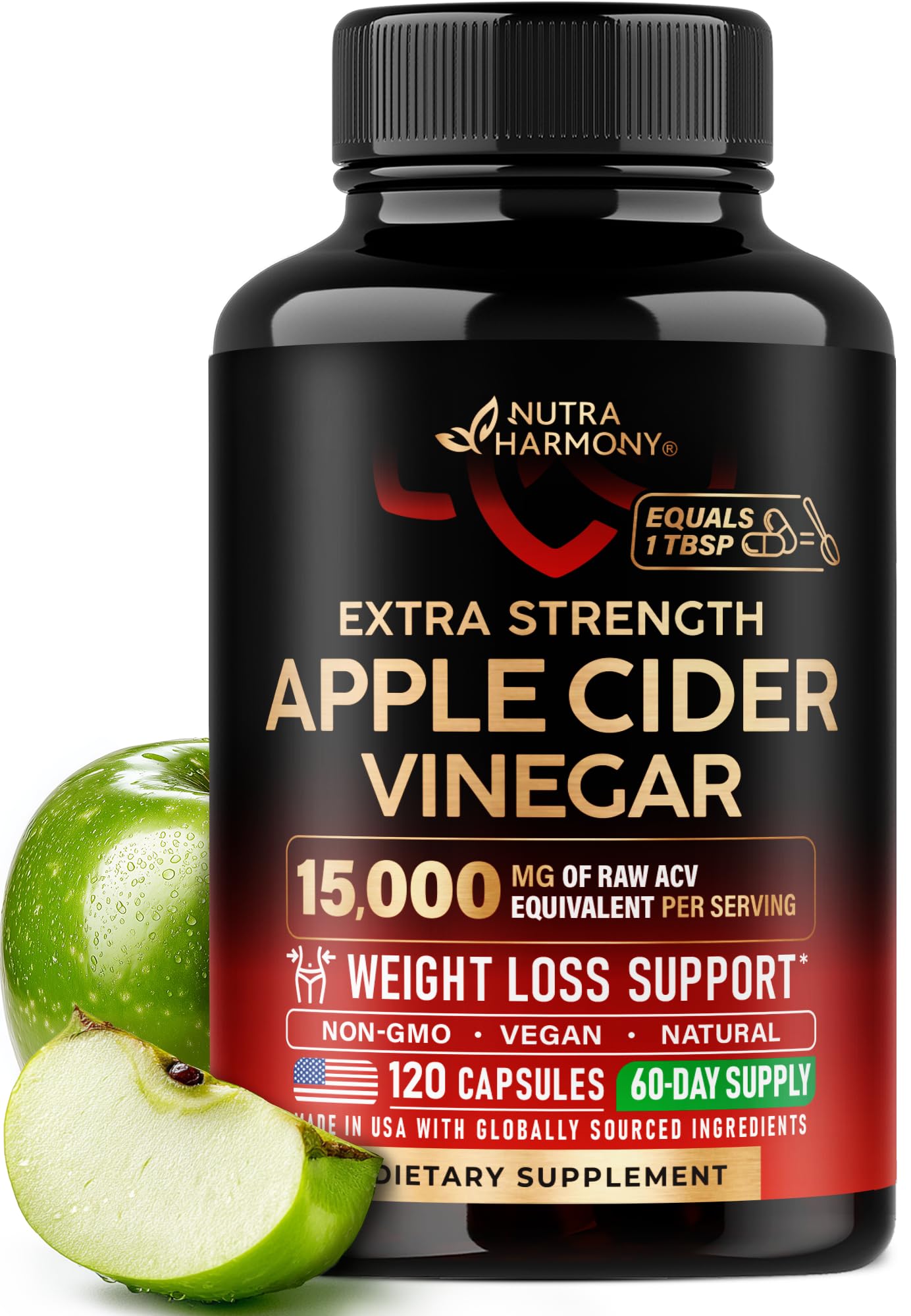 NUTRAHARMONY ACV capsules emballage: usage quotidien sans goût.