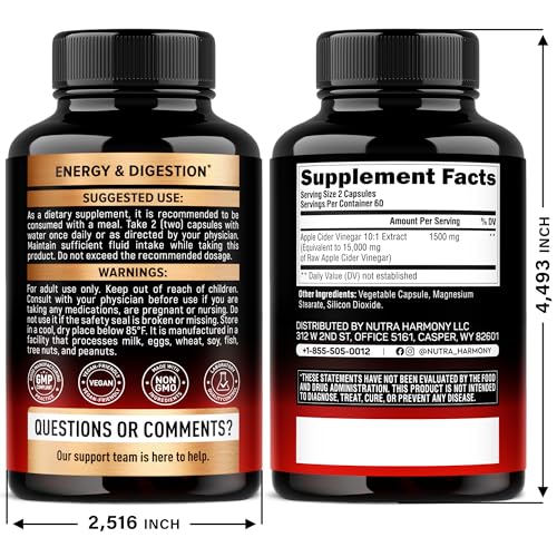 NUTRAHARMONY ACV capsules prise-equivalente 1 cuillere-a-soupe: dosage pratique.