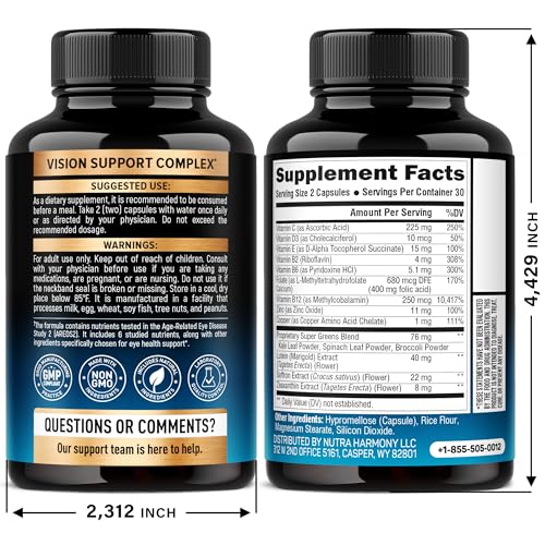 Nutraharmony Formule AREDS2 Yeux : nutriments pour une vision durable.
