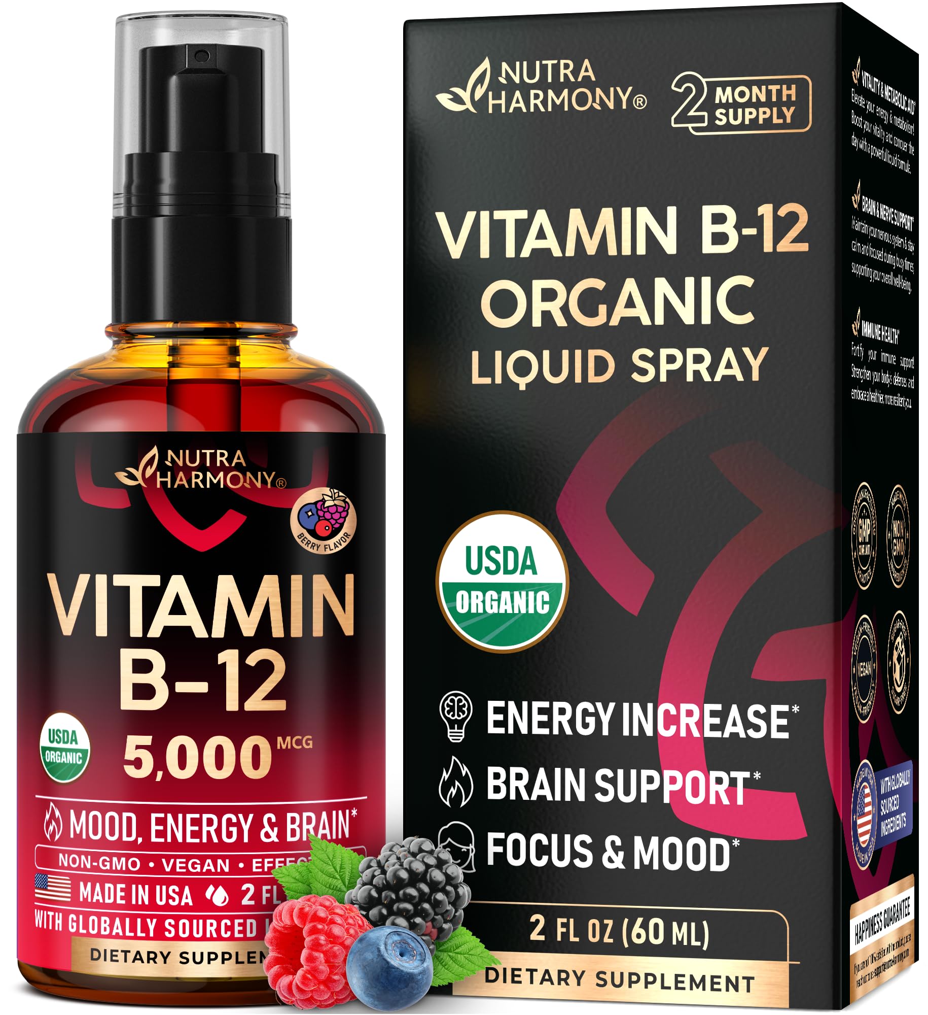 Complement Spray Nutraharmony Vitamine B12 Sublinguale Spray 5000 mcg – Vegan, Biologiq ...