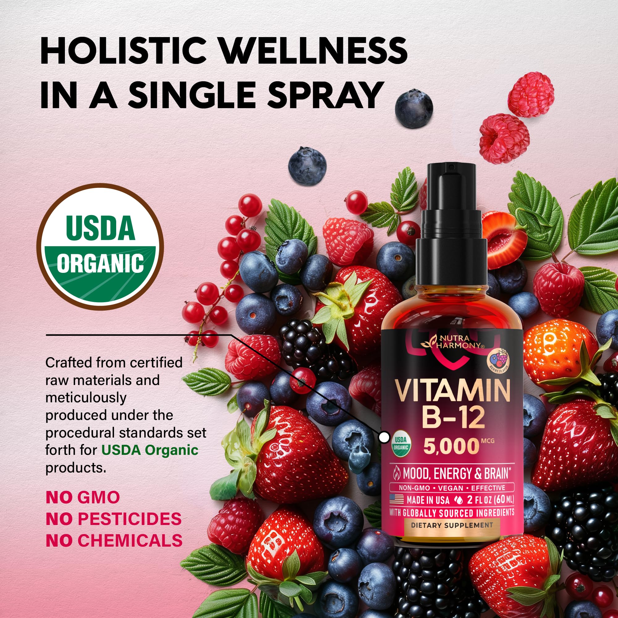 NUTRAHARMONY B12 spray saveur fruits des baies : plaisir d’utilisation.