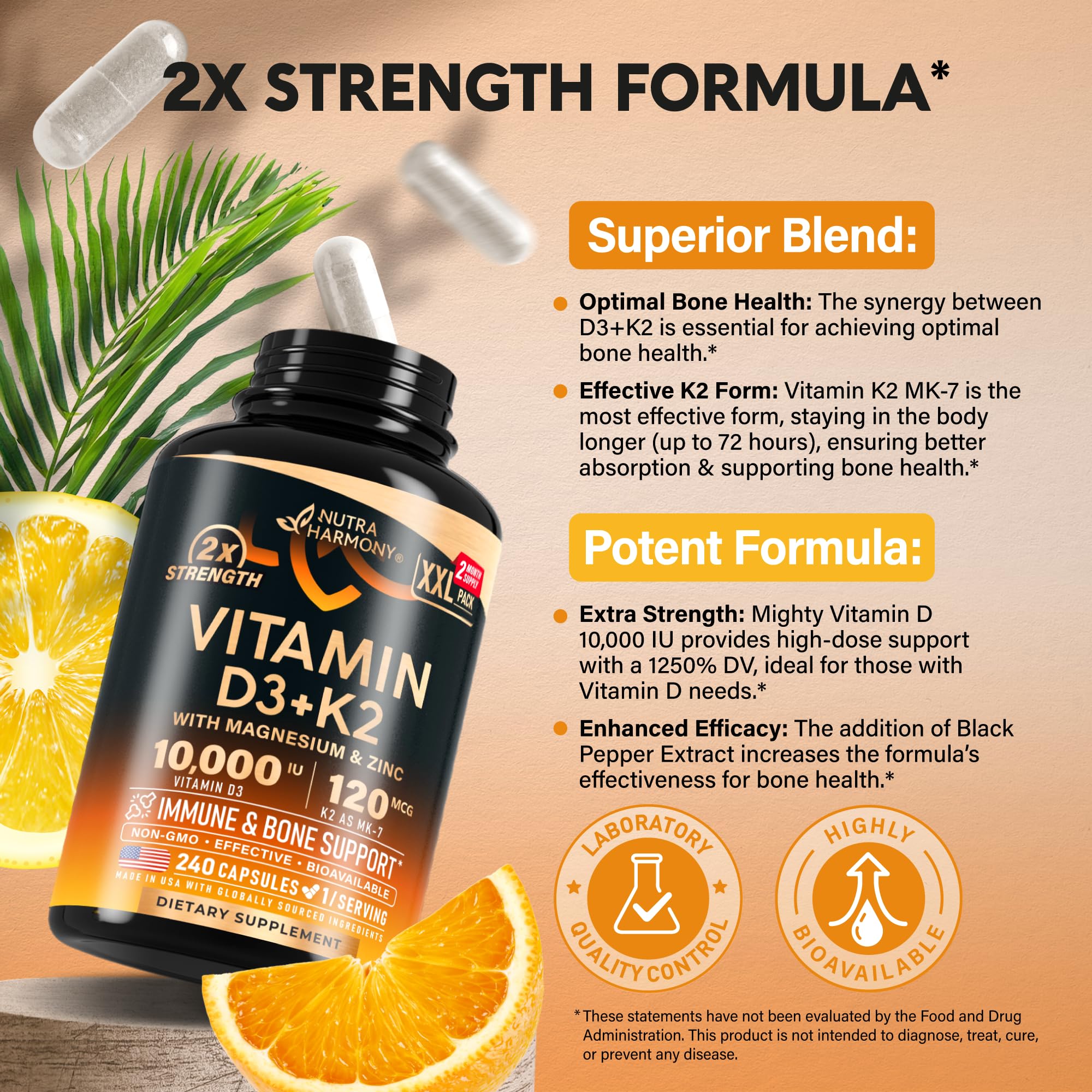 NutraHarmony D3K2 - gelules-dosage : indication lisible par capsule.