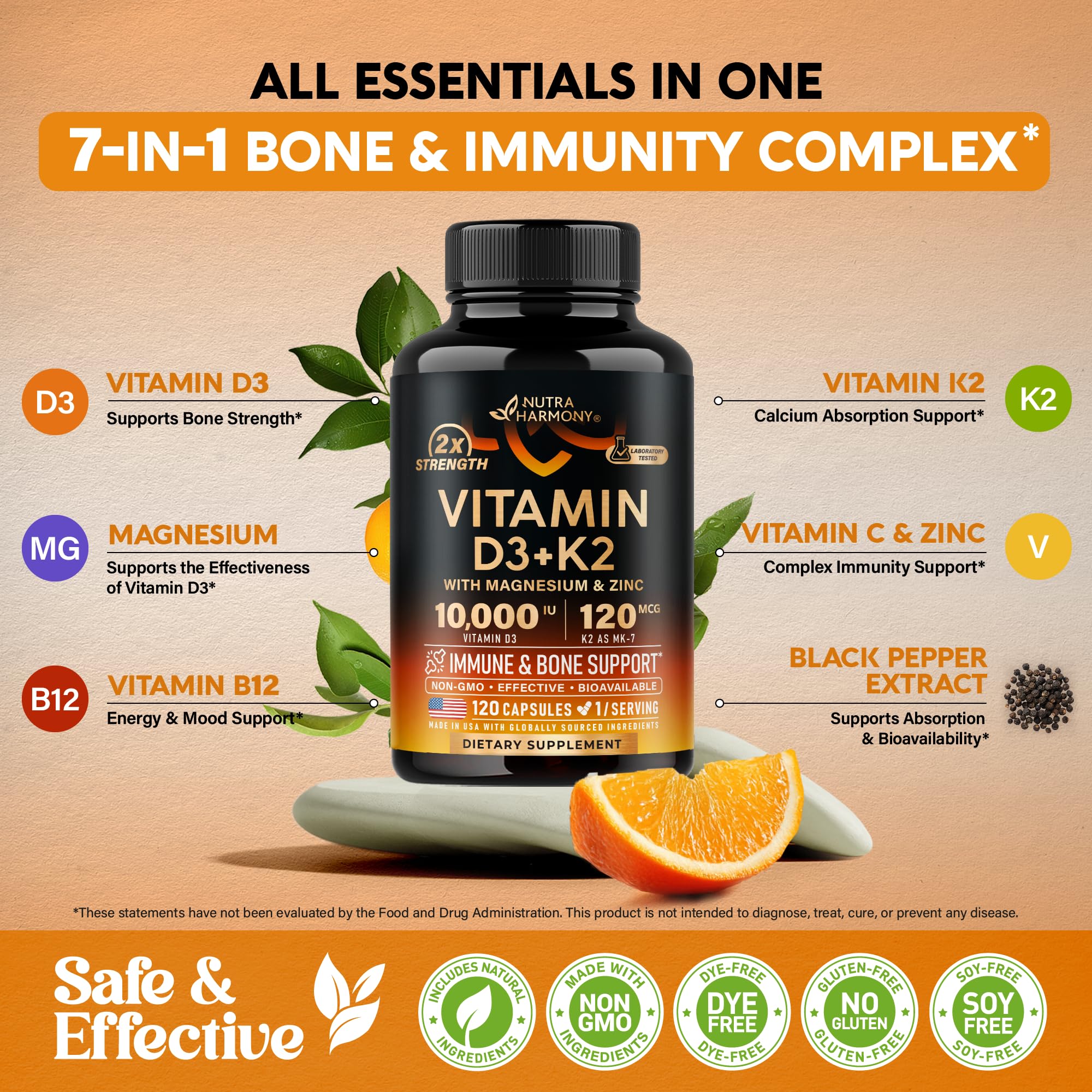 Nutraharmony D3K2 — Mise en avant des os et dents, santé osseuse au quotidien.