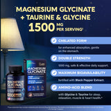 NutraHarmony Magnesium Glycinate: flacon et dose 1500 mg par prise.